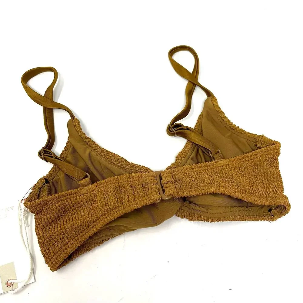 Good American Crinkle Always Fits Twist Top‎ Bronze Size 1